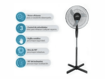 VENTILADOR PEDESTAL HECRSF-16B1 NEGRO HOME ELEMENTS - Imagen 4