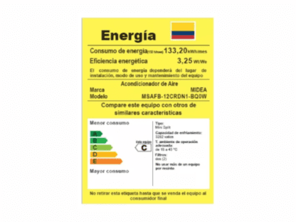 AIRE ACONDICIONADO MINISPLIT 12K MIDEA INVERTER (220V) - Imagen 3