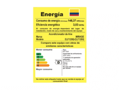 AIRE ACONDICIONADO MINISPLIT 12K MIRAGE CONVENCIONAL (220V) - Imagen 3