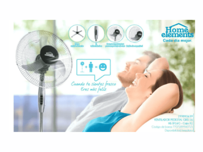 VENTILADOR PEDESTAL HECRSF-16B1 GRIS HOME ELEMENTS - Imagen 3